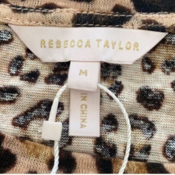 NWT Rebecca Taylor | Leopard Print Tie-Front Mini Jersey Dress Size Medium - Picture 8 of 10